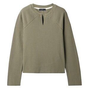 The Range designer ribbed pullover top army green size small NWOT Grunge